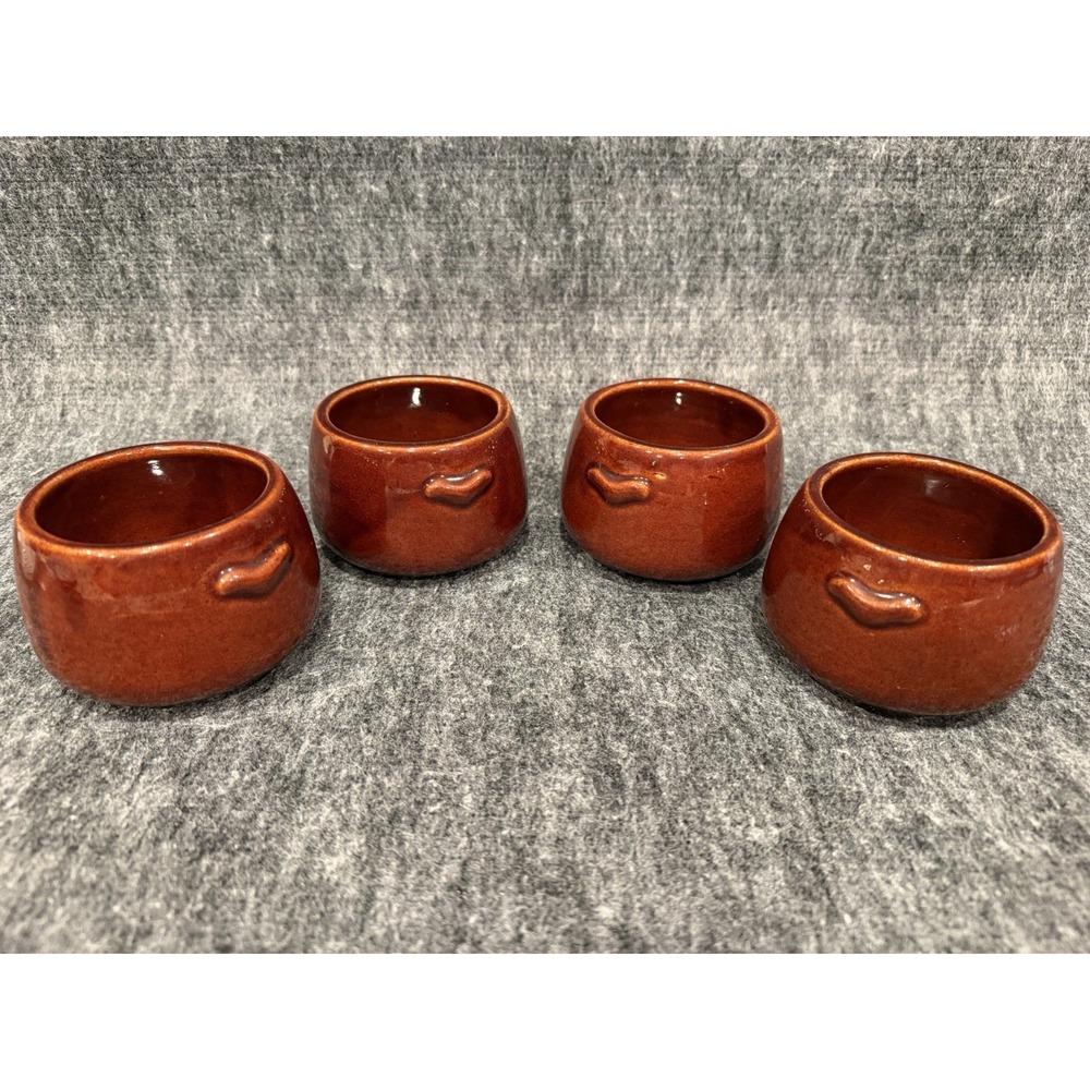 Set of 4 Vintage Westbend Mini Stoneware Chili Bean Pots Crocks Cabin Core Farm